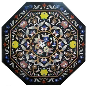 36" x 36" Pietra Dura Inlay art Handicraft Work Marble Center Table Top - Picture 1 of 3