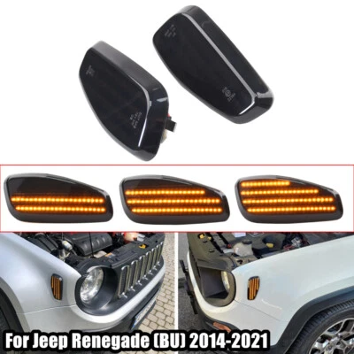 Smoke For Jeep Renegade 2014 2015 2016-2021 LED Sequential Side Marker Light - Image 1 of 4