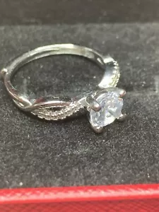 Anillo de diamantes moissanita de 1 quilate D/VVS1 talla 6,5 redondo brillante - Imagen 1 de 3