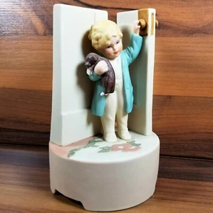 Bessie Pease Gutmann Musical Bisque Figurine GOOD MORNING Child w/ Puppy Ltd Ed - Picture 1 of 8