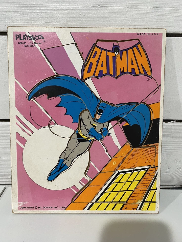 Tablero rompecabezas de madera vintage Playskool Batman 18 piezas (380-03) DC Comics 1976 Foto 1 de 1
