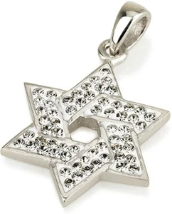 Collar colgante estrella de David de plata de ley 925 con piedras de circón - Imagen 1 de 1