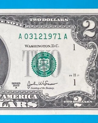 March 12, 1971 / 3 December 1971 : A 03121971 A BIRTHDAY NOTE $2 Two Dollar Bill - Image 1 of 3
