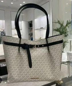 Michael Kors Emilia Large Tote Vanilla/Black NEW IN ORIGINAL WRAPPING - Picture 1 of 7