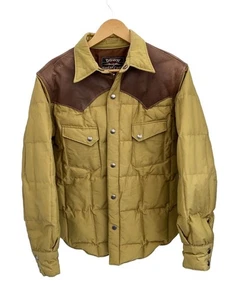 SUGAR CANE Leather Yoke Down Jacket with Hinomaru Flag, Size L, Nylon, CML - Picture 1 of 7