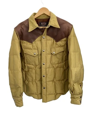 SUGAR CANE Leather Yoke Down Jacket with Hinomaru Flag, Size L, Nylon, CML - Image 1 of 4