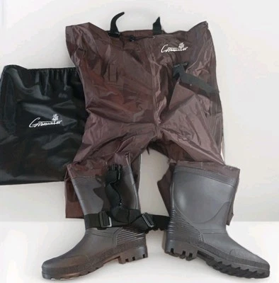 GREENWATER Fishing Chest Waders for Men Women with Boots M12/W14, Black  - Image 1 of 4