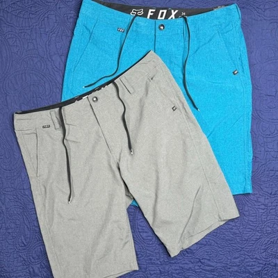 Lote de 2 Pantalones Cortos FOX Para Hombre Talla 34 Azul y Gris Calce Regular Informal Cordón Leer Foto 1 de 4