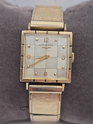 Reloj Pulsera Longines Oro 14k Lleno Tablero a Cuadros Hecho en Suiza Cuerda Manual 26mm  Foto 1 de 4