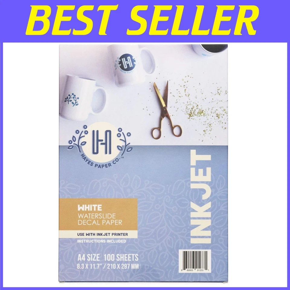 Bright White Water-Slide Transfer Paper - A4 Size - 100 Pack - Image 1 of 4