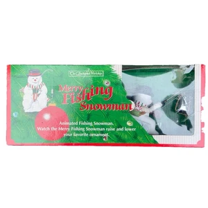 Merry Fishing Snowman  Christmas Ornament by The Enchanted Workshop 1992 Vint#1 - Picture 1 of 5