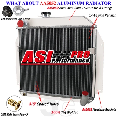 3 ROW Radiator Fits 1955-56 Plymouth Belvedere Fury Plaza Savoy Base L6 3.8L AT - Image 1 of 4