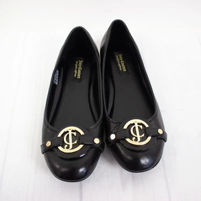 Pisos de cuero vintage Y2K Juicy Couture para mujer talla 8,5 negros Theodora Foto 1 de 4