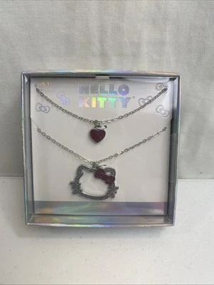 NEW Hello Kitty Two Stacking Necklace Boxed Set Unopened Silver Tone Gift Box - Image 1 of 4