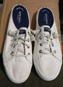 Zapatillas de Lona Sperry Crest Vibe Mule Mujer Talla 8.5 Blanco Náutico Preppy - Imagen 1 de 13