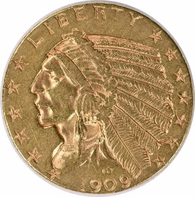1909-D $5 Gold Indian EF Uncertified #134 - Image 1 of 2