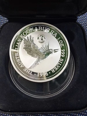 AUSTRALIA 1 Dollar 1996 1oz Silver Kookaburra European Privy Great Britain Box - Immagine 1 di 4