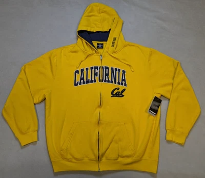 Moletom Cal Golden Bears com capuz masculino 2XL Coliseu novo zíper completo Califórnia - Imagem 1 de 4