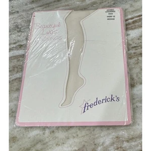 ViNTaGe Frederick’s of Hollywood Seamed Ivory Stockings Sz M - Picture 1 of 4