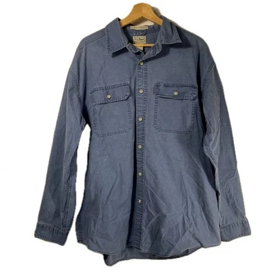 Camisa de mezclilla manga larga con botones delanteros L.L.Bean para mujer talla L 100 % algodón Foto 1 de 4
