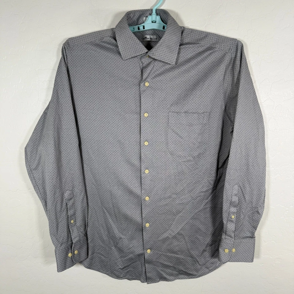 Peter Millar Shirt Mens Large Gray Button Up Long Sleeve Constellation Oxford - Image 1 of 4