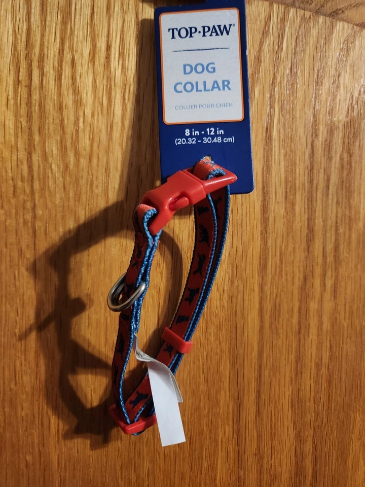Top Paw 尺寸 X-Small 狗项圈 8-12 英寸红色跑狗 — 第 1/1 张图片
