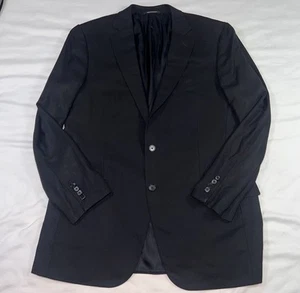 Ermenegildo Zegna Cool Effect Sports Coat Navy Size 54 L  Black Textured Weave - Picture 1 of 20