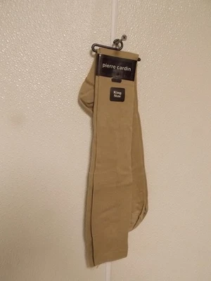New Vintage PIERRE CARDIN Solid Tan Nylon Men's Dress Socks Size 13-17 - Image 1 of 3