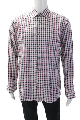 Camisa xadrez masculina Paul Smith algodão manga longa botão branca tamanho EUR 34 - Imagem 1 de 4