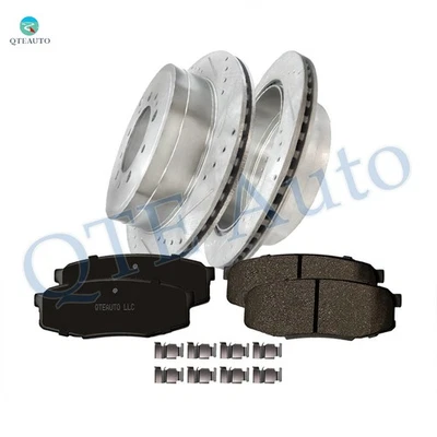 6 Rear 345mm Drilled Brake Rotors-Ceramic Brake Pad To 2008-2019 Lexus LX570 - Image 1 of 4
