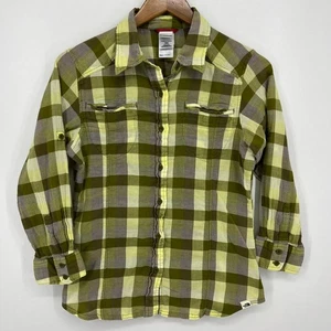 Camisa The North Face manga larga con botones para mujer M verde a cuadros algodón ligero - Imagen 1 de 9