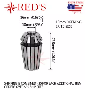 ER16 PRECISION Collet 10 mm, fresatura CNC ATC router tornio fresatura utensili ER 16 - Foto 1 di 1
