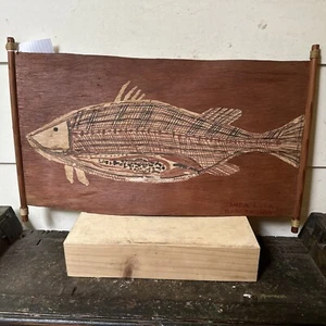Australian Aboriginal Bark Painting Barramundi by Jamba Lula Croker Island  1962 - Picture 1 of 8