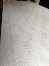DAMASK Tablecloth 115" x 56” WHITE rectangle design of FLOWERS ROSES LILY