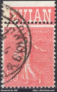 FRANCE SEMEUSE N° 199 AVEC BANDELETTE PUB EVIAN AVEC OBLITERATION - Picture 1 of 2