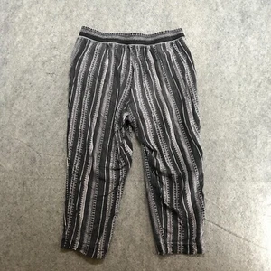 Jessica Simpson Pants Womens Size M Loose Black White Tribal Capris Viscose - Picture 1 of 13