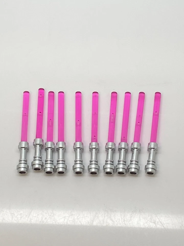 Lego Lote de 10 Sables de Luz Star Wars Trans Rosa Oscuro y Colinas Metálicas Plateadas  Foto 1 de 1