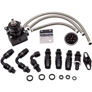 Universal Adjustable Fuel Pressure Regulator Kit Oil 100psi Gauge An6 US Fitting - Picture 1 of 12