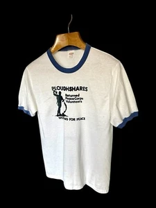 Camiseta de Colección Años 70 Ploughshares Talla Grande Retornada Cuerpo de Paz Timbre Camisa - Imagen 1 de 9