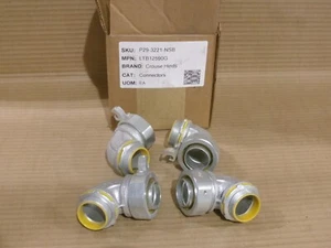 New Box of 4 Crouse Hinds LTB12590G 1 1/4" 90° Liquidtight Connector Conduit AK - Picture 1 of 3
