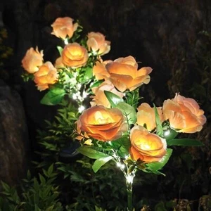 1PC 7Head Solar Power Rose Flower Lighs Outdoor Garden Landscape Yard Lamp Decor - Picture 1 of 10