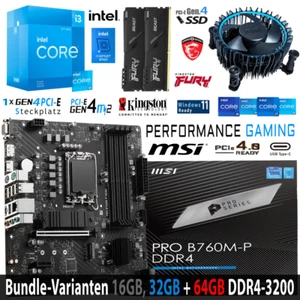 PC Bundle - Intel i3 12100F MSI PRO B760M-P DDR4 mit 16, 32 oder 64GB DDR4 RAM - Bild 1 von 16