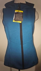 Women's Gerry Amazon Blue Full Zip Sleeveless Hooded Neoprene Vest Size Small - Picture 1 of 3