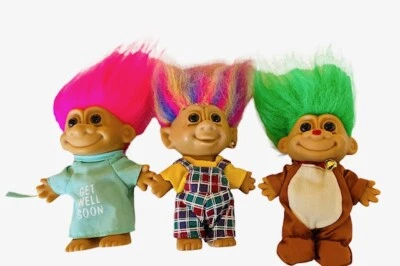 Russ Berrie Trolls Juguete Pelo Figura Lote Mixto de 3 Get Well Rudolph Navidad De Colección Foto 1 de 4