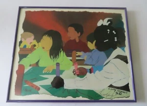 Leroy Campbell 1993 Framed Lithograph - Children Coloring - Hand Signed - Picture 1 of 6