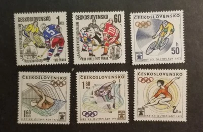 Lote de estampillas de los Juegos Olímpicos de Hockey sobre Hielo Checoslovaquia 1972 sin usar como nuevo MNH OG z3645 Foto 1 de 2