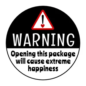 30 1.5" THANK YOU WARNING EXTREME HAPPINESS LABELS ROUND STICKERS ENVELOPE SEALS - Picture 1 of 1
