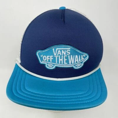 VANS Off The Wall Trucker Snapback Gorra Gorra Azul Blanco Patín Cuerda Malla Ropa de Calle Foto 1 de 4