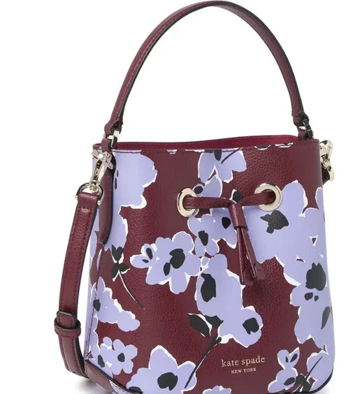 Kate Spade Eva Wildflower Bouquet Small Bucket Crossbody Bag in Purple Multi