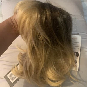 Ombre Blonde Brown Wear and Go Glueless Wigs Synthetic Layered Straight Wigs ... - Picture 1 of 13